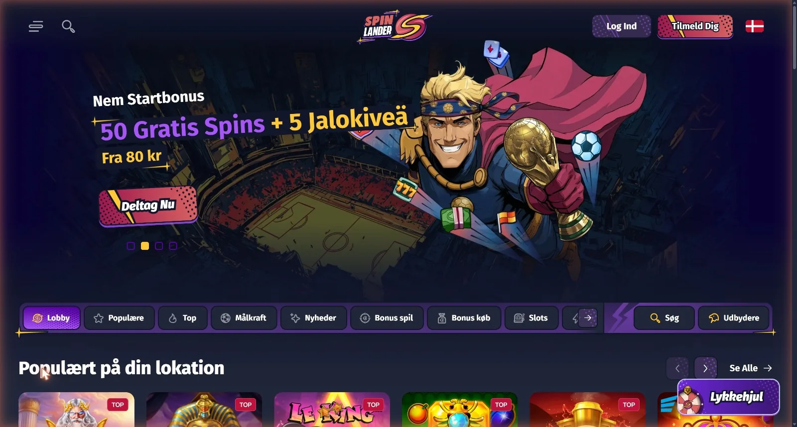 SpinLanders startbonus for nye danske spillere